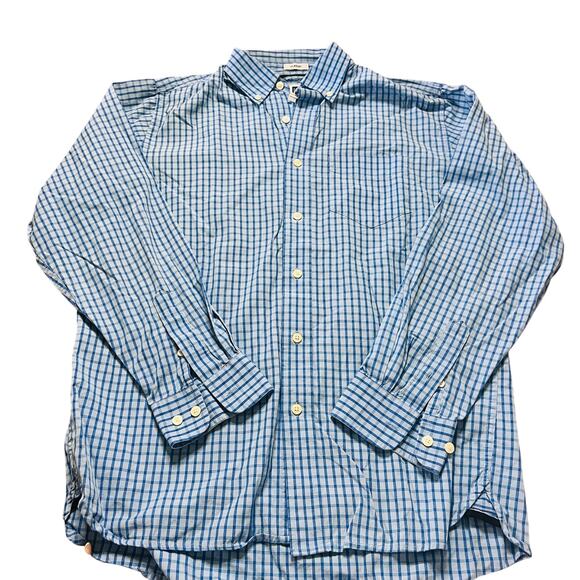 Vintage Y2K Gap Mens Blue Checkered Classic Long Sleeve Button Up M Work - Picture 1 of 4